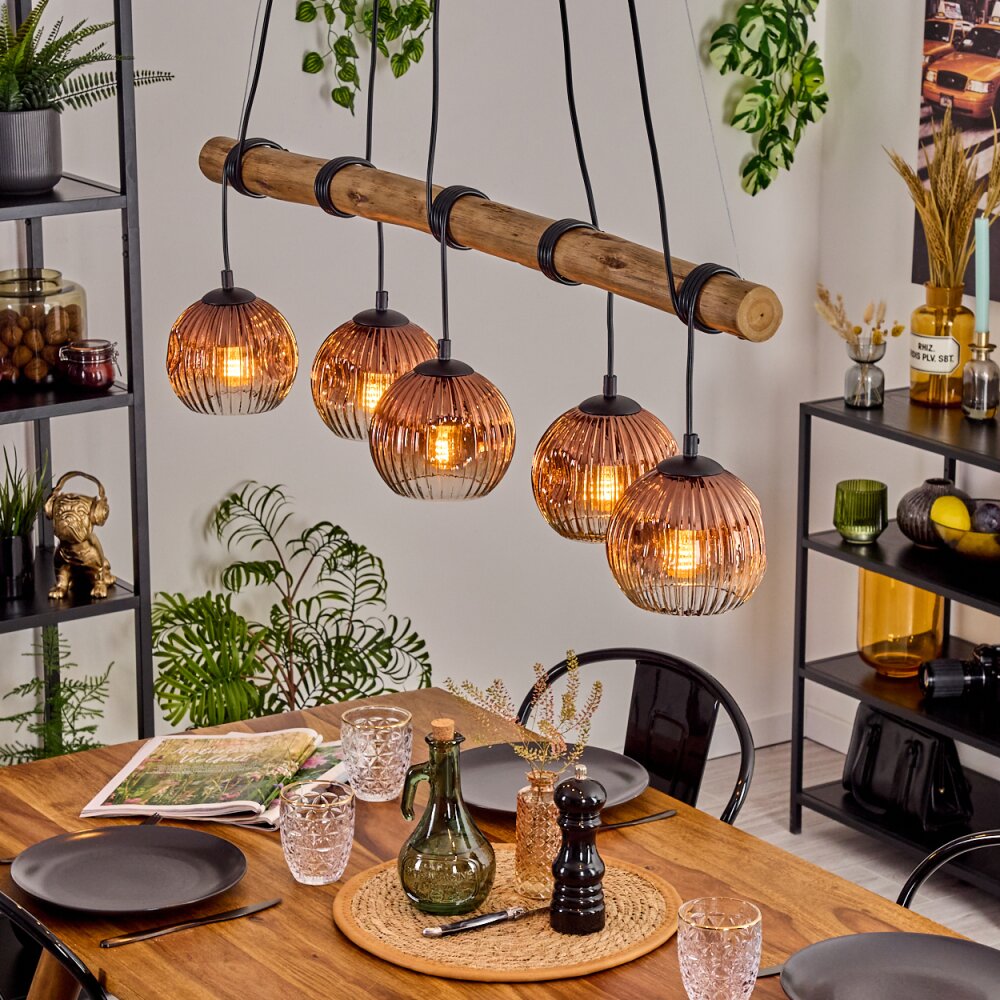 Ripoll Suspension, Boule lumineuse, Suspension Écru, Noir, 5 lumières main product photo