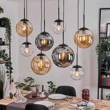Gastor Suspension, Boule lumineuse, Suspension Ambre, Clair, Fumé, 8 lumières