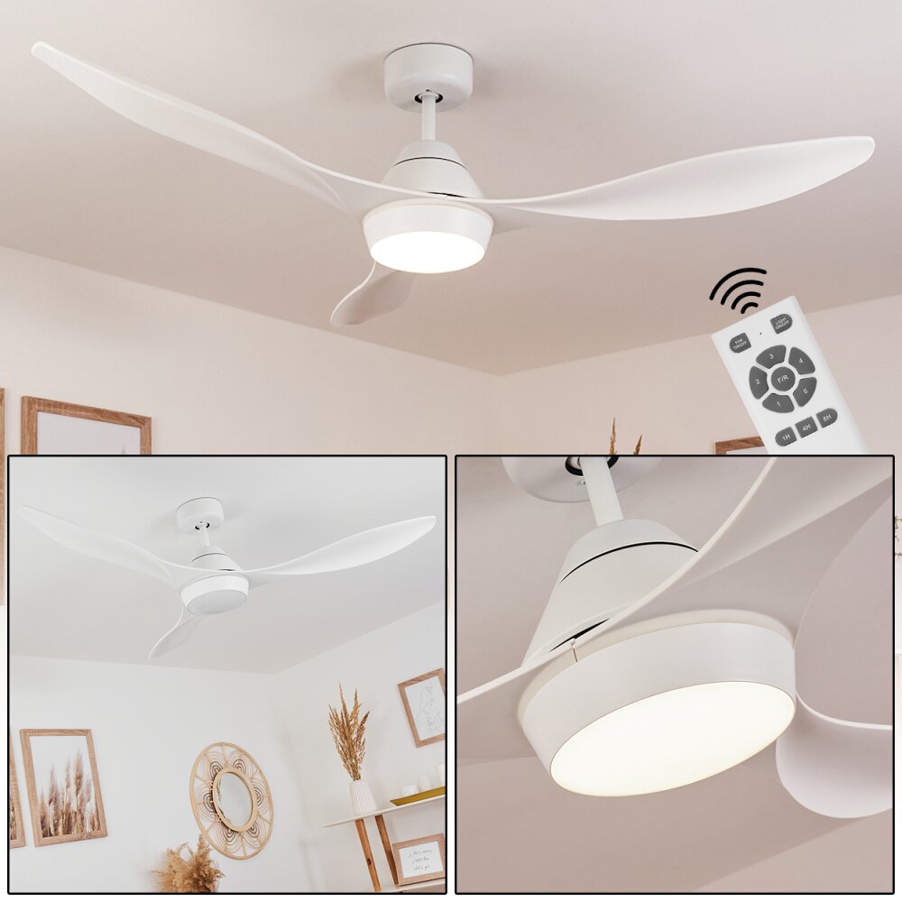 Ventilateur de plafond Follseland LED Blanc, 1 lumière, Télécommandes main product photo