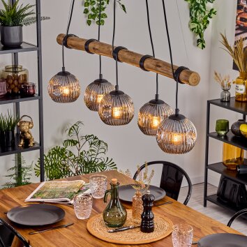 Ripoll Suspension, Boule lumineuse, Suspension Écru, Noir, 5 lumières