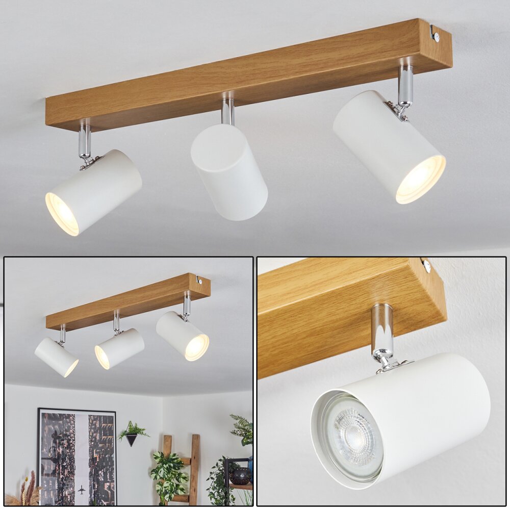 Gesteira Plafonnier, Spot de plafond Chrome, Couleur bois, 3 lumières main product photo