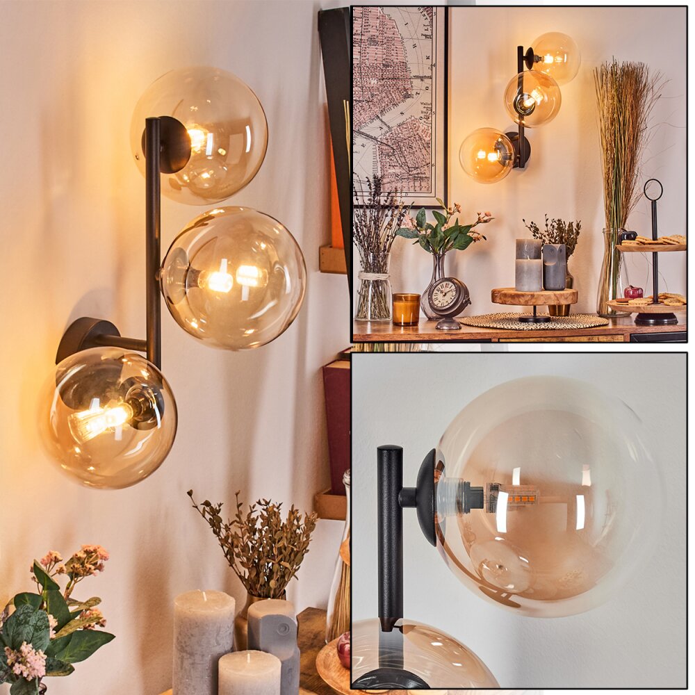 Chehalis Boule lumineuse, Applique murale 33 cm Ambre, Clair, 3 lumières main product photo