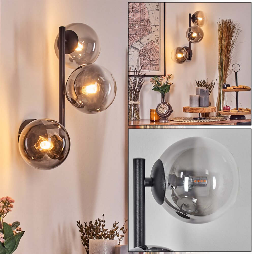 Chehalis Boule lumineuse, Applique murale 28 cm Chrome, Clair, Fumé, 3 lumières main product photo