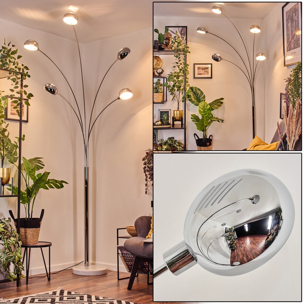 Nikkala Lampadaire Chrome, Marbre, Blanc, 5 lumières main product photo