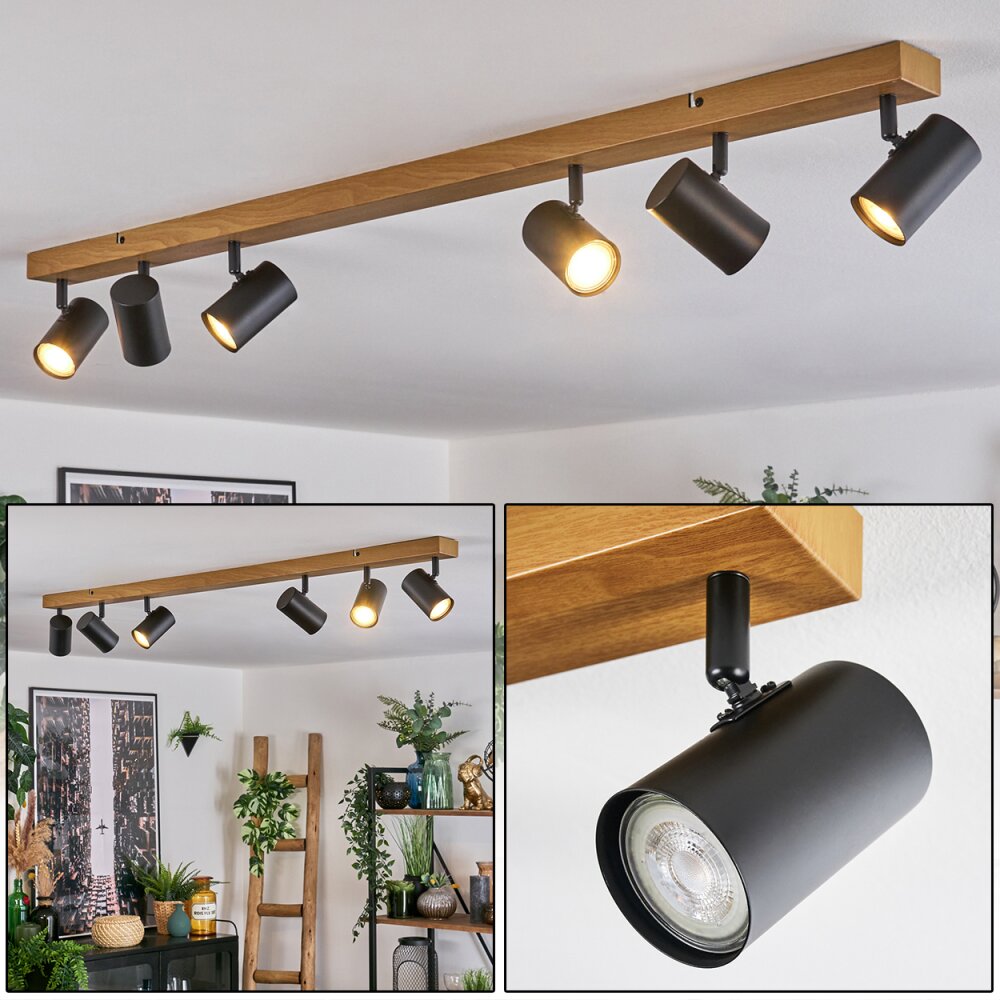Gesteira Plafonnier, Spot de plafond Couleur bois, Noir, 6 lumières main product photo