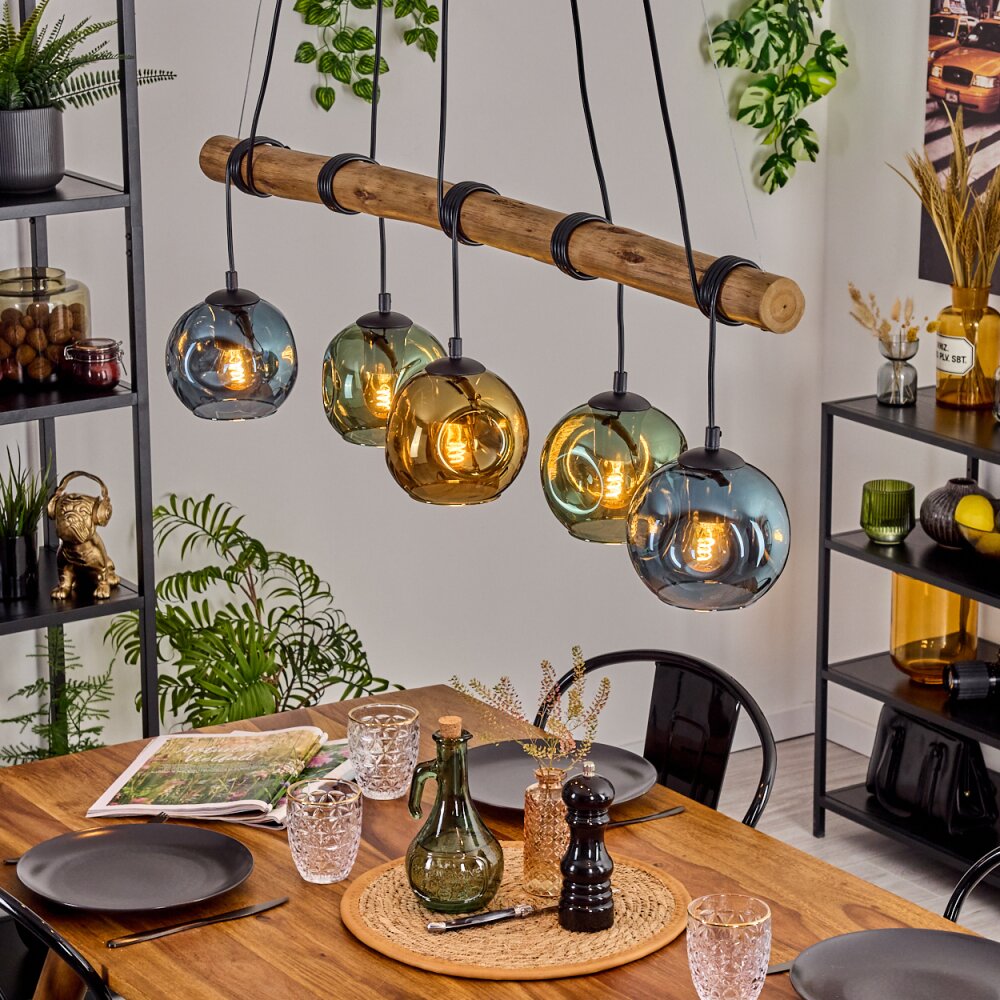 Ripoll Suspension, Boule lumineuse, Suspension Écru, Noir, 5 lumières main product photo