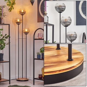 Koyoto Lampadaire 30 cm Bois clair, Noir, 3 lumières Koyoto Lampadaire 30 cm Bois clair, Noir, 3 lumières