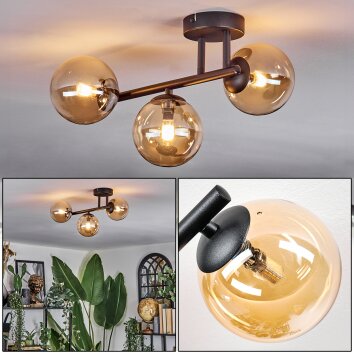 Chehalis Plafonnier, Boule lumineuse Ambre, 3 lumières Chehalis Plafonnier, Boule lumineuse Ambre, 3 lumières
