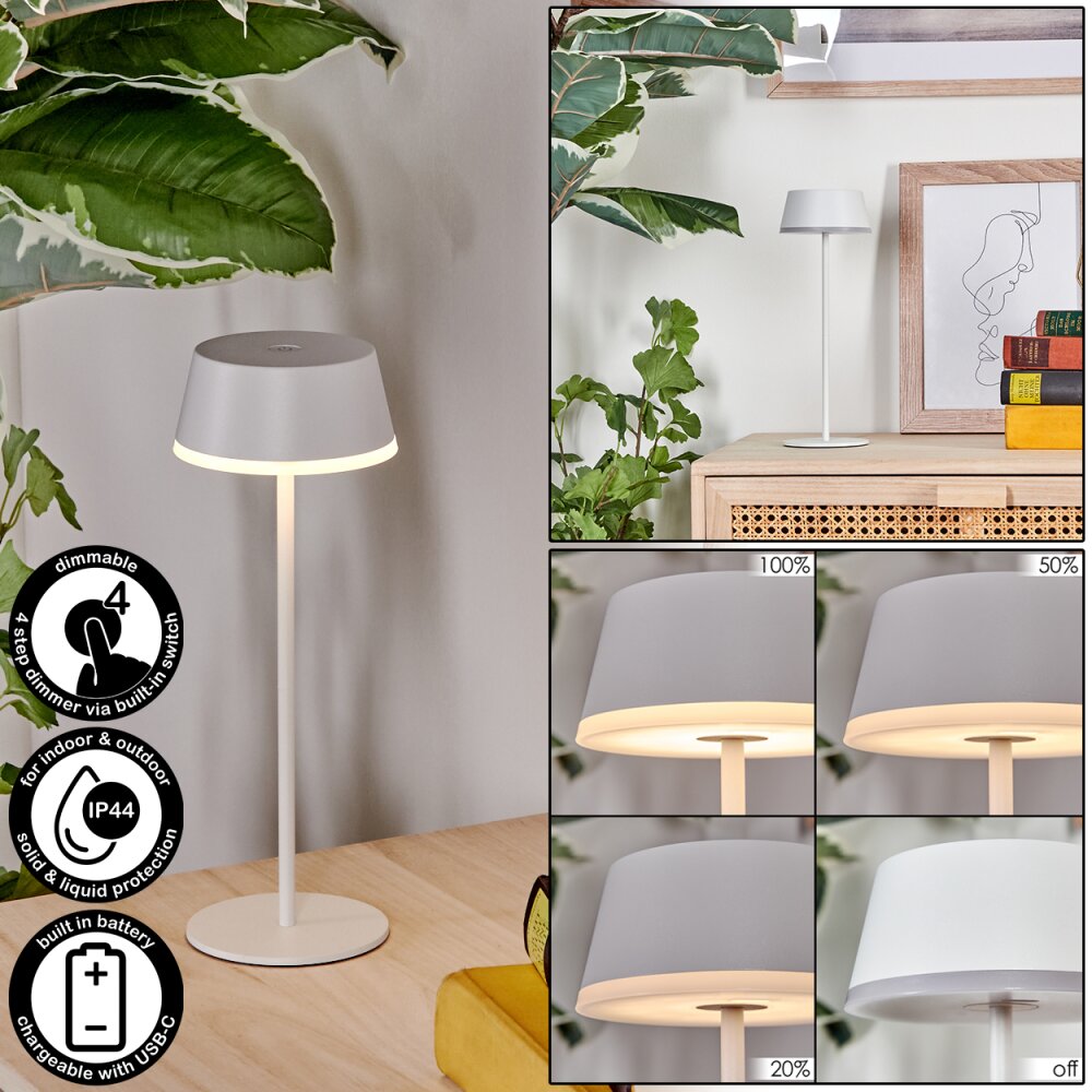 Romdrup Lampe de table d'extérieur, Lampe à poser LED Blanc, 1 lumière main product photo