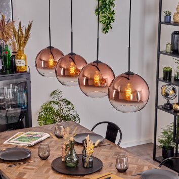 Koyoto Suspension, Boule lumineuse, Suspension Clair, Cuivré, 4 lumières