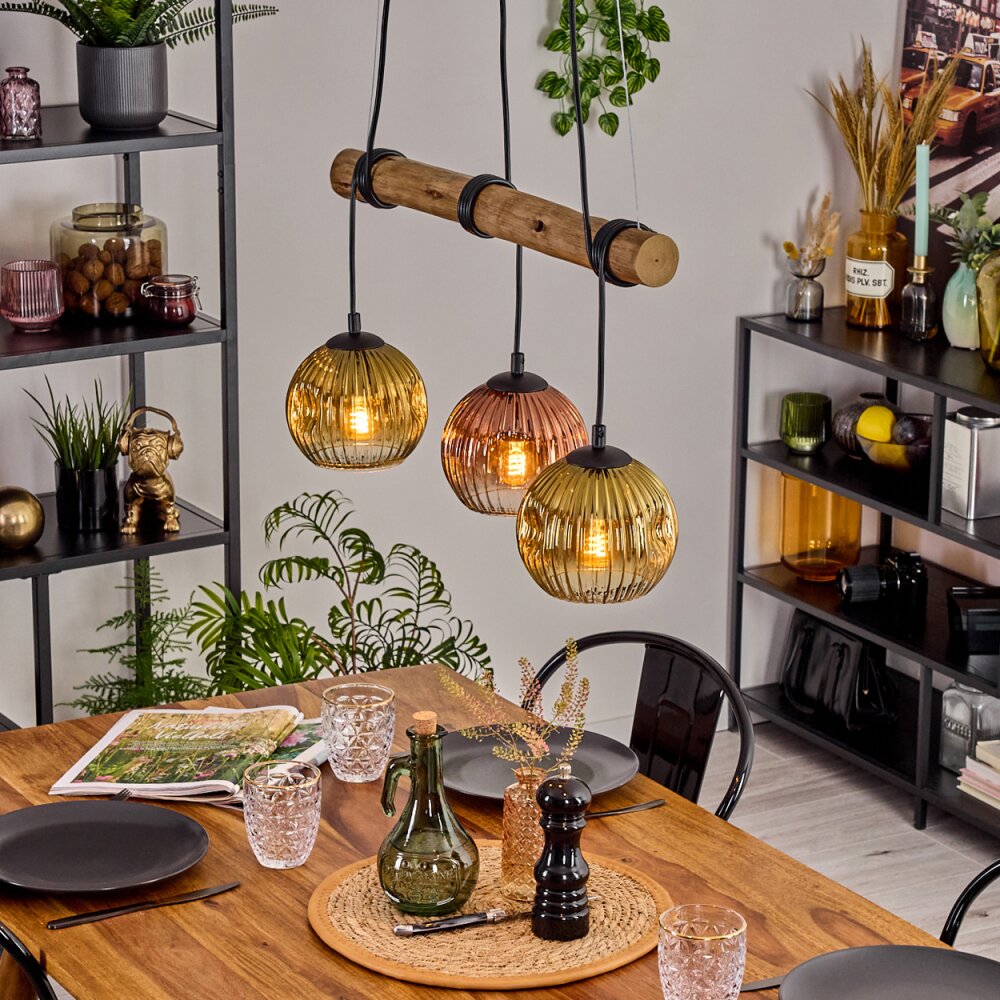 Ripoll Suspension, Boule lumineuse, Suspension Écru, Noir, 3 lumières main product photo