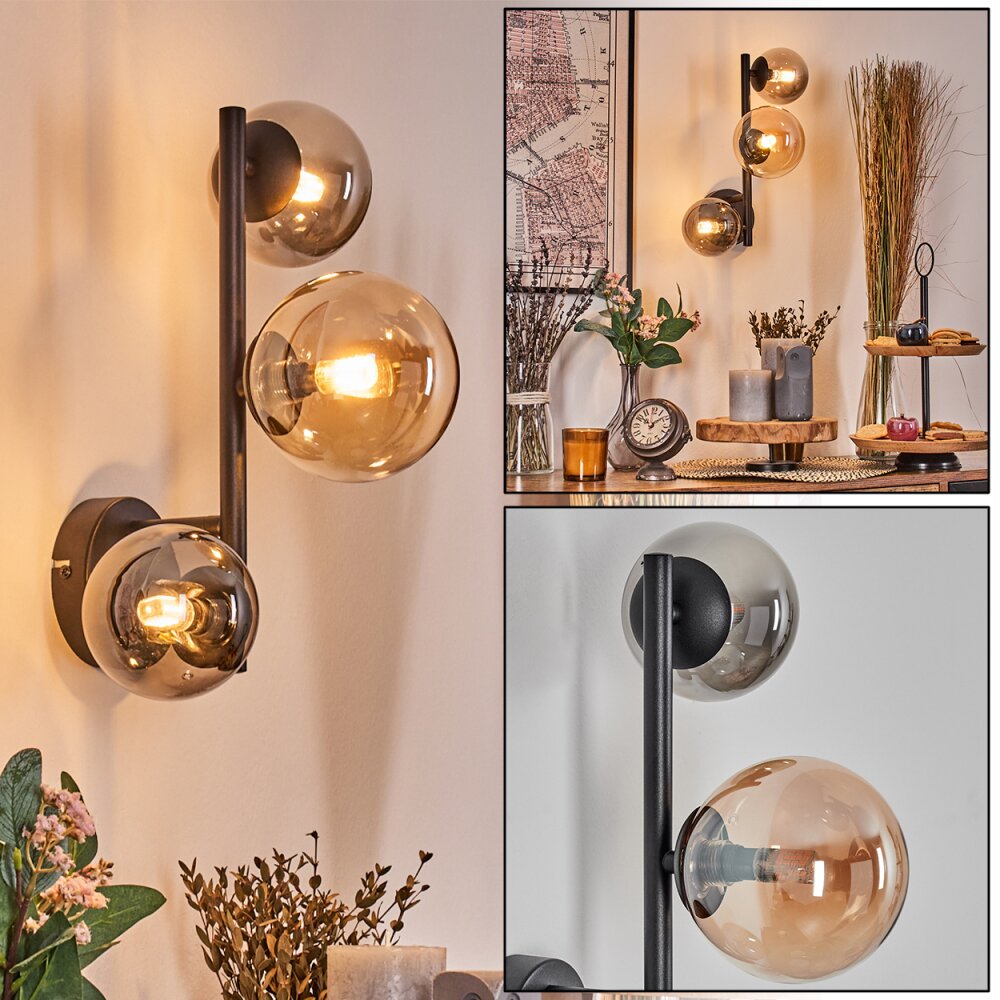 Chehalis Boule lumineuse, Applique murale 23 cm Ambre, Fumé, 3 lumières main product photo