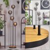 Gastor Lampadaire Bois foncé, Noir, 4 lumières