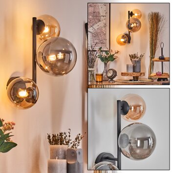 Chehalis Boule lumineuse, Applique murale Ambre, Fumé, 3 lumières
