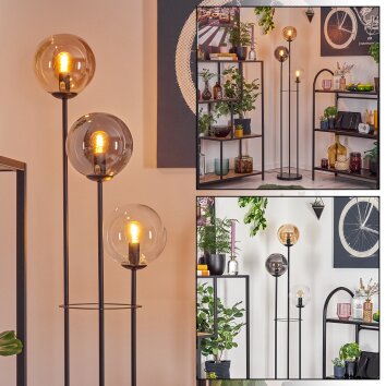Gastor Lampadaire 30 cm Noir, 3 lumières