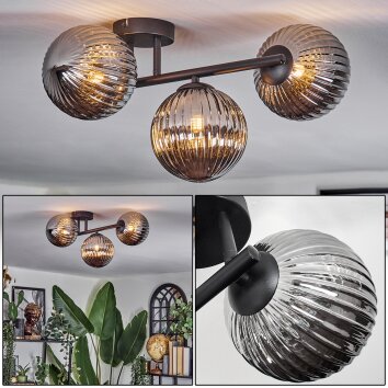 Chehalis Plafonnier, Boule lumineuse Fumé, 3 lumières Chehalis Plafonnier, Boule lumineuse Fumé, 3 lumières