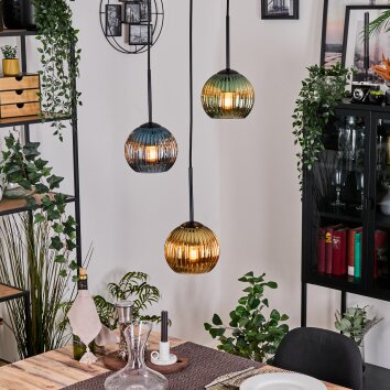 Koyoto Suspension, Boule lumineuse, Suspension, Suspension grappe Noir, 3 lumières