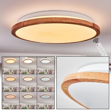 Nogueira Plafonnier, Panel LED Blanc, 1 lumière, Télécommandes