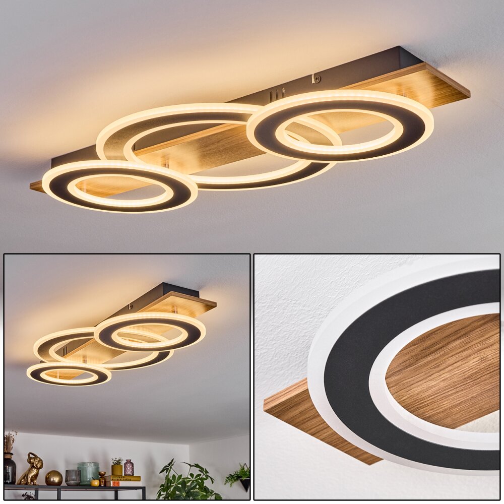Besperia Plafonnier LED Couleur bois, Noir, 1 lumière main product photo