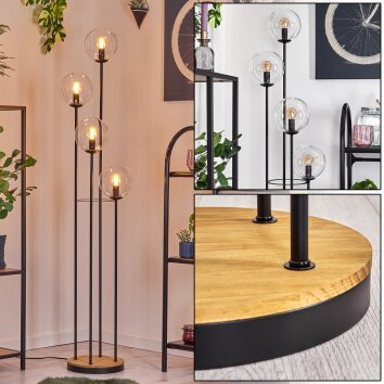 Gastor Lampadaire 30 cm Bois foncé, Noir, 4 lumières