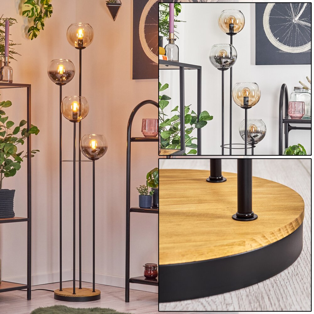 Koyoto Lampadaire 30 cm Bois foncé, Noir, 4 lumières main product photo