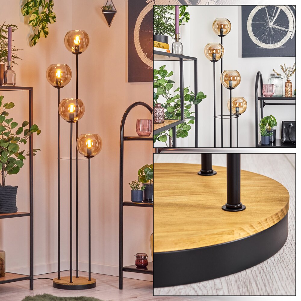Koyoto Lampadaire 30 cm Bois foncé, Noir, 4 lumières main product photo