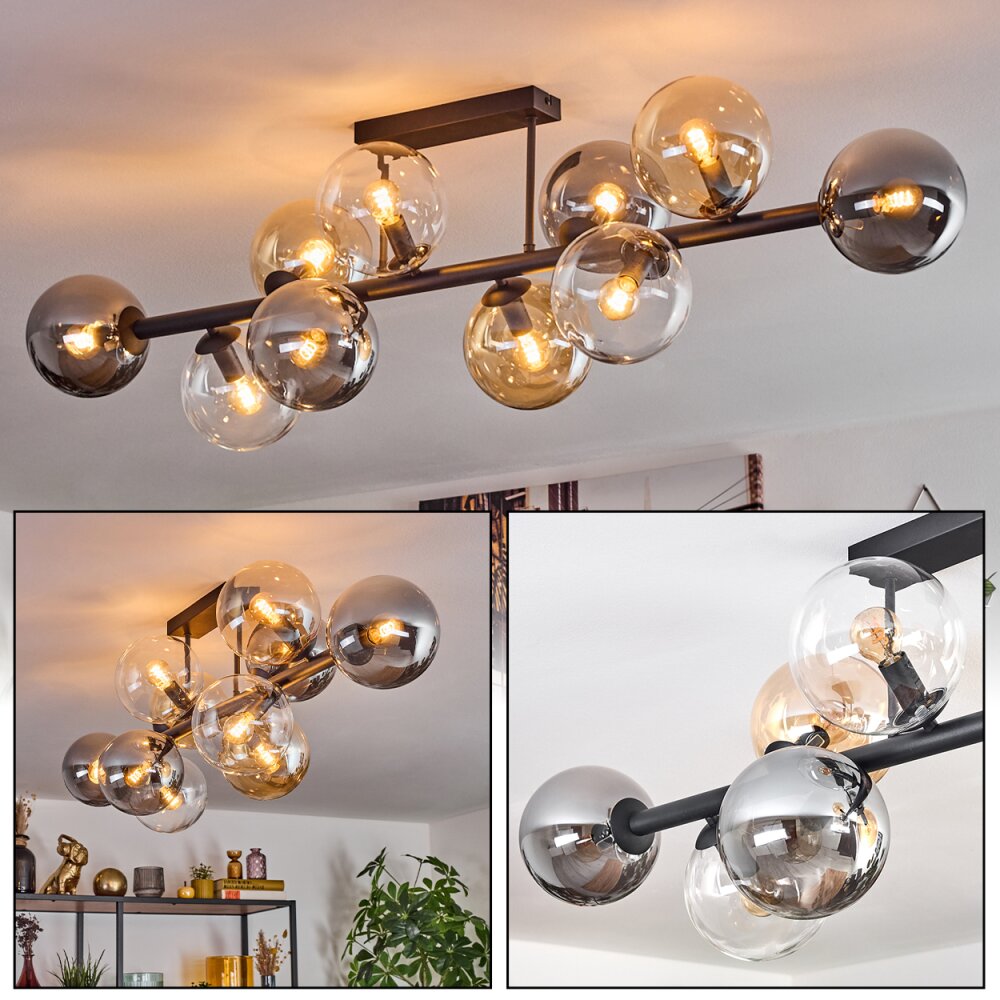 Gastor Plafonnier, Boule lumineuse Ambre, Clair, Fumé, 10 lumières main product photo