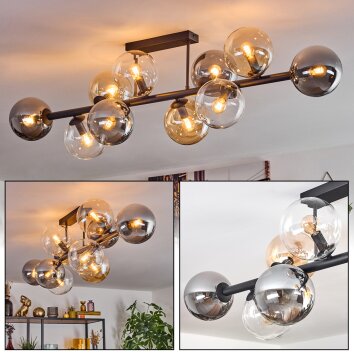 Gastor Plafonnier, Boule lumineuse Ambre, Clair, Fumé, 10 lumières