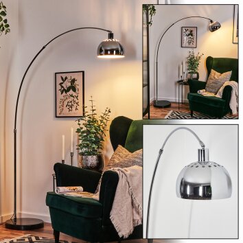 Baloca Lampadaire Chrome, Noir, 1 lumière