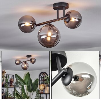 Chehalis Plafonnier, Boule lumineuse Fumé, 3 lumières