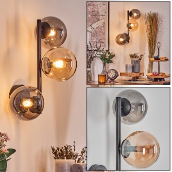 Chehalis Boule lumineuse, Applique murale Ambre, Fumé, 3 lumières