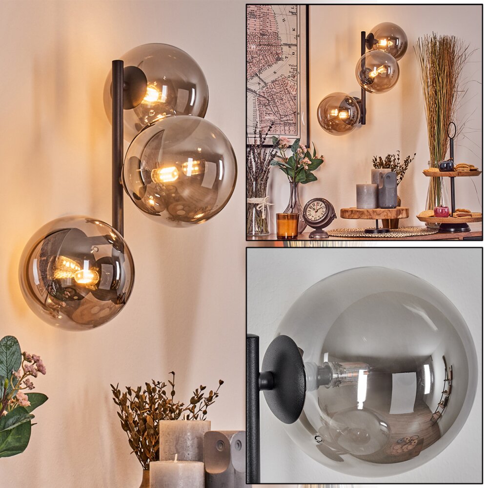 Chehalis Boule lumineuse, Applique murale Fumé, 3 lumières main product photo