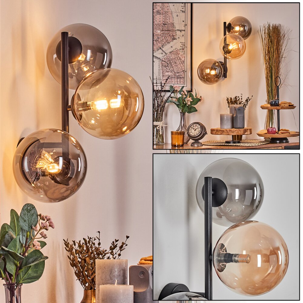 Chehalis Boule lumineuse, Applique murale Ambre, Fumé, 3 lumières main product photo