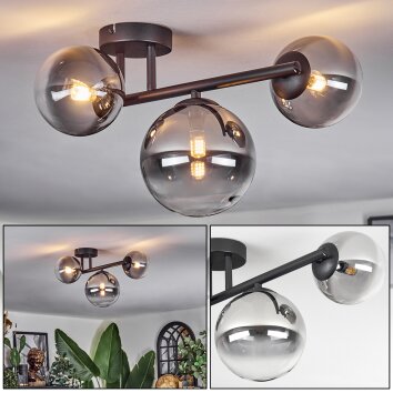 Chehalis Plafonnier, Boule lumineuse Clair, Fumé, 3 lumières
