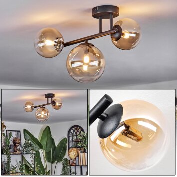 Chehalis Plafonnier, Boule lumineuse Ambre, Clair, 3 lumières