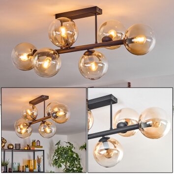 Gastor Plafonnier, Boule lumineuse Ambre, Clair, 6 lumières Gastor Plafonnier, Boule lumineuse Ambre, Clair, 6 lumières