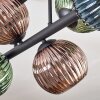 Koyoto Plafonnier, Boule lumineuse Bleu, Vert, Cuivré, 6 lumières