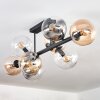 Chehalis Plafonnier, Boule lumineuse Ambre, Clair, Fumé, 8 lumières