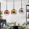 Koyoto Suspension, Boule lumineuse, Suspension Chrome, Or, Clair, Cuivré, Fumé, 3 lumières