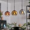 Koyoto Suspension, Boule lumineuse, Suspension Chrome, Or, Clair, Cuivré, Fumé, 3 lumières