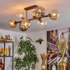 Gastor Plafonnier, Boule lumineuse Ambre, Clair, Fumé, 8 lumières