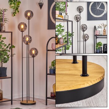 Gastor Lampadaire 30 cm Bois foncé, Noir, 4 lumières