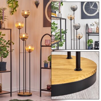 Koyoto Lampadaire 30 cm Bois foncé, Noir, 4 lumières Koyoto Lampadaire 30 cm Bois foncé, Noir, 4 lumières