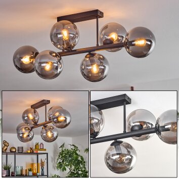 Gastor Plafonnier, Boule lumineuse Fumé, 6 lumières Gastor Plafonnier, Boule lumineuse Fumé, 6 lumières