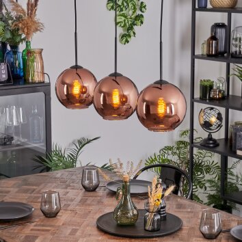 Koyoto Suspension, Boule lumineuse, Suspension Cuivré, 3 lumières