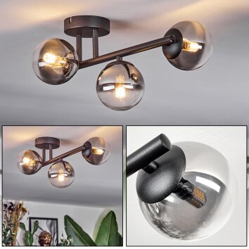 Chehalis Plafonnier, Boule lumineuse Clair, Fumé, 3 lumières Chehalis Plafonnier, Boule lumineuse Clair, Fumé, 3 lumières