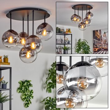 Gastor Plafonnier, Boule lumineuse 45 cm Clair, Fumé, 5 lumières