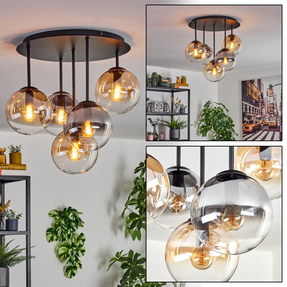 Gastor Plafonnier, Boule lumineuse 45 cm Ambre, Clair, Fumé, 5 lumières main product photo