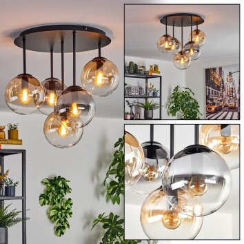 Gastor Plafonnier, Boule lumineuse 45 cm Ambre, Clair, Fumé, 5 lumières