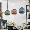 Koyoto Suspension, Boule lumineuse, Suspension Bleu, Vert, Cuivré, 3 lumières